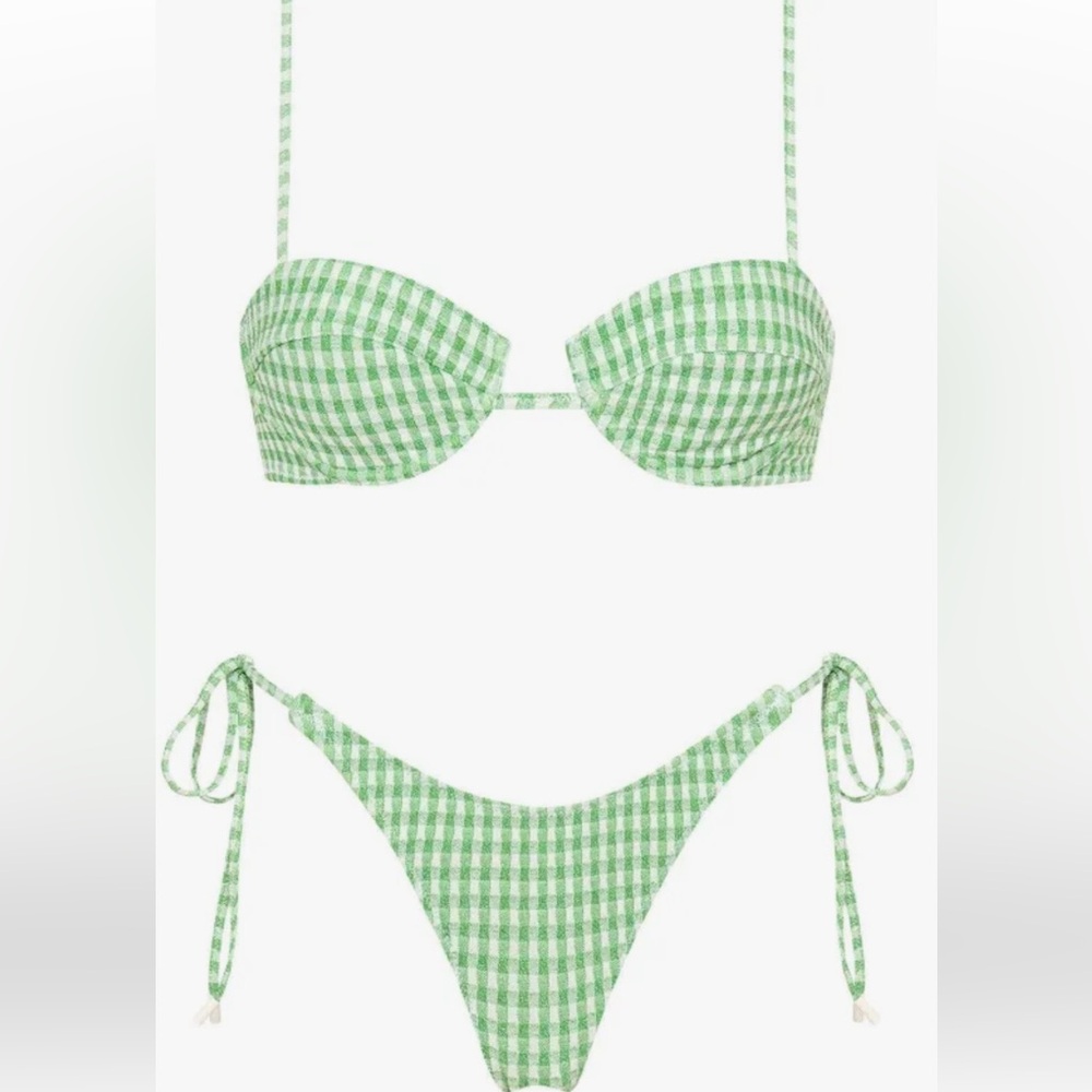 triangl swimwear Green Gingham Tie-Side Bikini